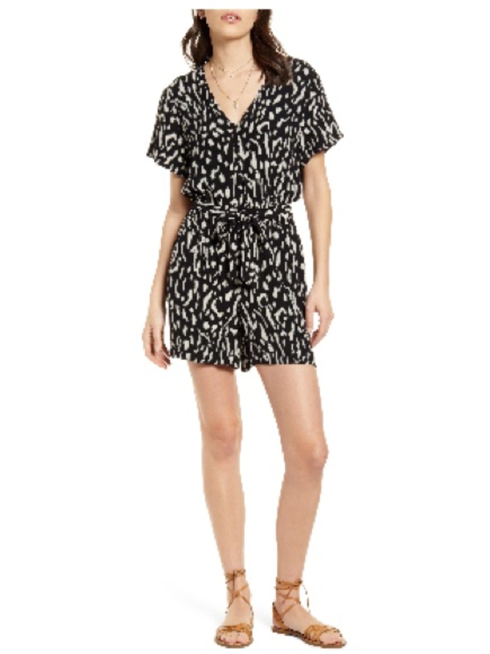 Rails Sophia Black and Cream Romper Size S- Women's